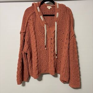 POL Sweater Women’s Chunky Hooded Cable Knit Pullover SUPER Soft and summery